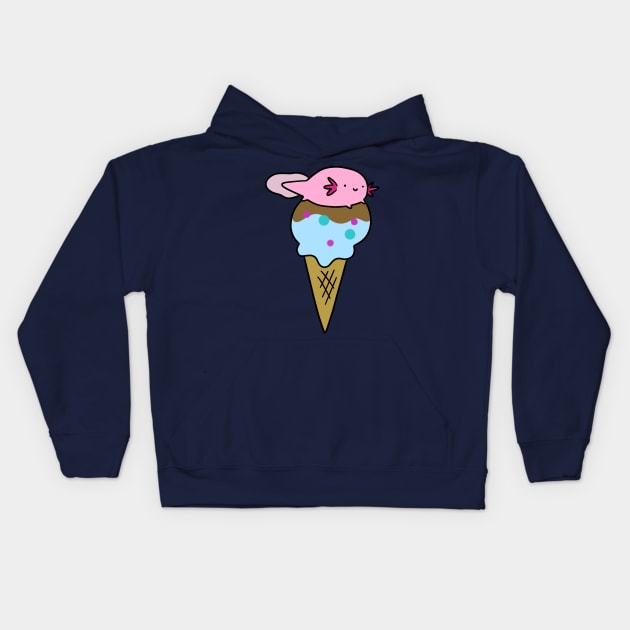 Axolotl Icecream Cone Kids Hoodie by saradaboru